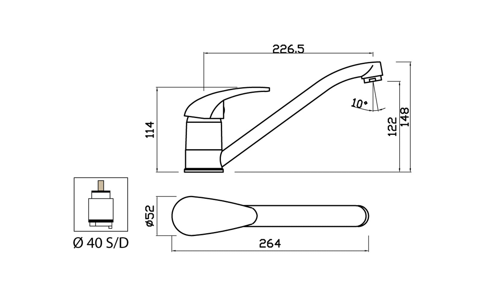 Miscelatore Lavello Monoforo Canna Snodata Fusa Duemmeggi Gamma Appoggio 1 Foro Monoforo 1 Leva Manopola Monocomando Stile Moderno Classico Contemporaneo Materiale Ottone Finitura Cromata Made in Italy Garanzia 5 Anni