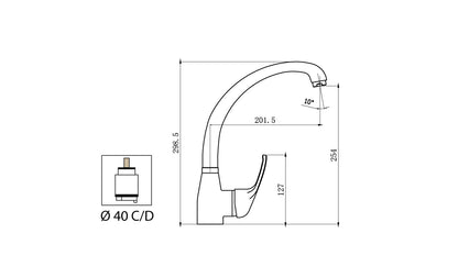 Miscelatore Lavello Con Corpo A Bottiglia E Bocca Girevole Duemmeggi Gamma Ottone Finitura Cromata Made in Italy Garanzia 5 Anni