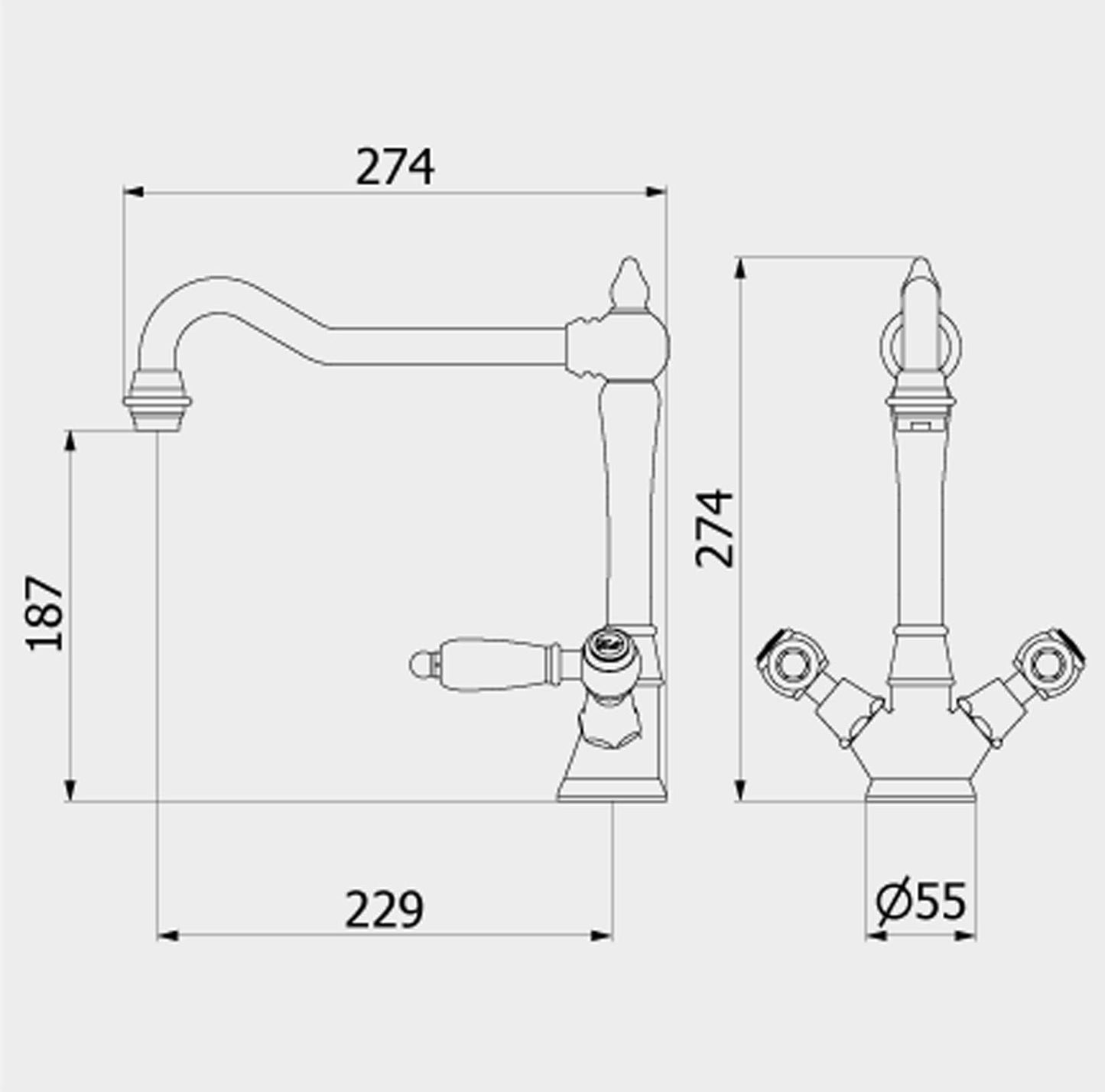 IB Rubinetti HERMES Elle Miscelatore Lavello Standard Appoggio Monoforo Con Due Leve Stile Classico Materiale Ottone Finitura Cromata