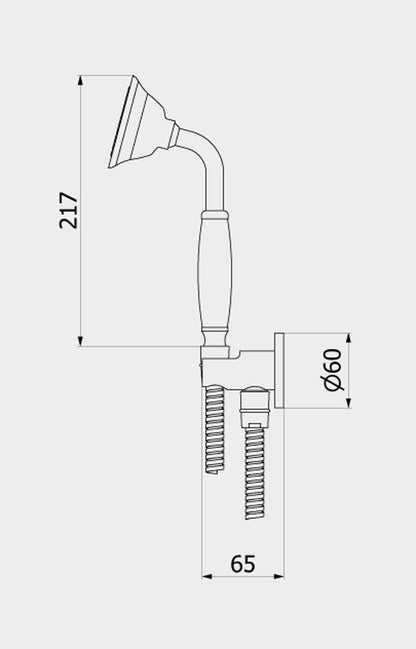 IB Rubinetti SHOWER & CO Duplex Hermes Presa Tonda Doccetta Tonda Monogetto Flessibile Stile Classico Materiale Ottone Finitura Cromata