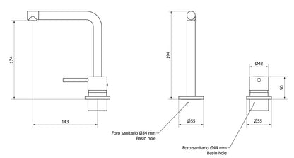 Miscelatore Lavabo A Due Fori Appoggio IB Rubinetti Industria Materiale Ottone Finitura Cromata
