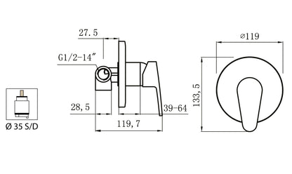 Miscelatore Incasso Doccia Duemmeggi Sky Installazione Parete Muro 1 Via Con Piastra Stile Moderno 1 Leva Manopola Monocomando Monoforo 1 Foro Meccanico Materiale Ottone Finitura Cromata Made in Italy Garanzia 5 Anni