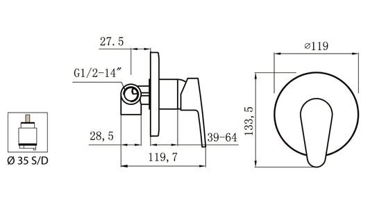 Miscelatore Incasso Doccia Duemmeggi Sky Installazione Parete Muro 1 Via Con Piastra Stile Moderno 1 Leva Manopola Monocomando Monoforo 1 Foro Meccanico Materiale Ottone Finitura Cromata Made in Italy Garanzia 5 Anni