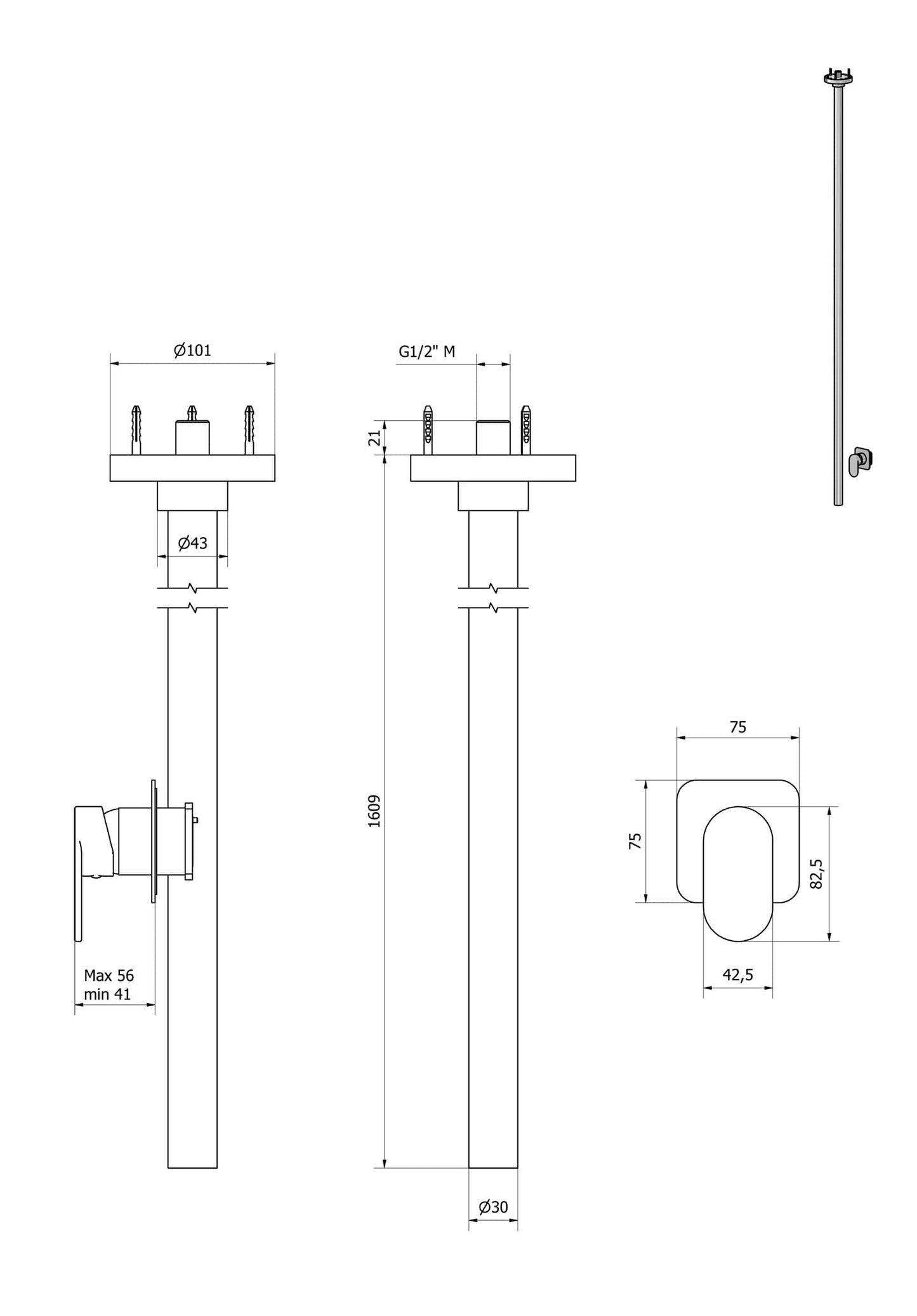 Miscelatore bocca da soffitto alimentata con comando remoto incluso marca IB rubinetti modello K2 rubinetteria rubinetto ottone cromato bagno casa parete fontana finitura cromo rivenditore autorizzato campania arredamento garanzia 10 anni azienda