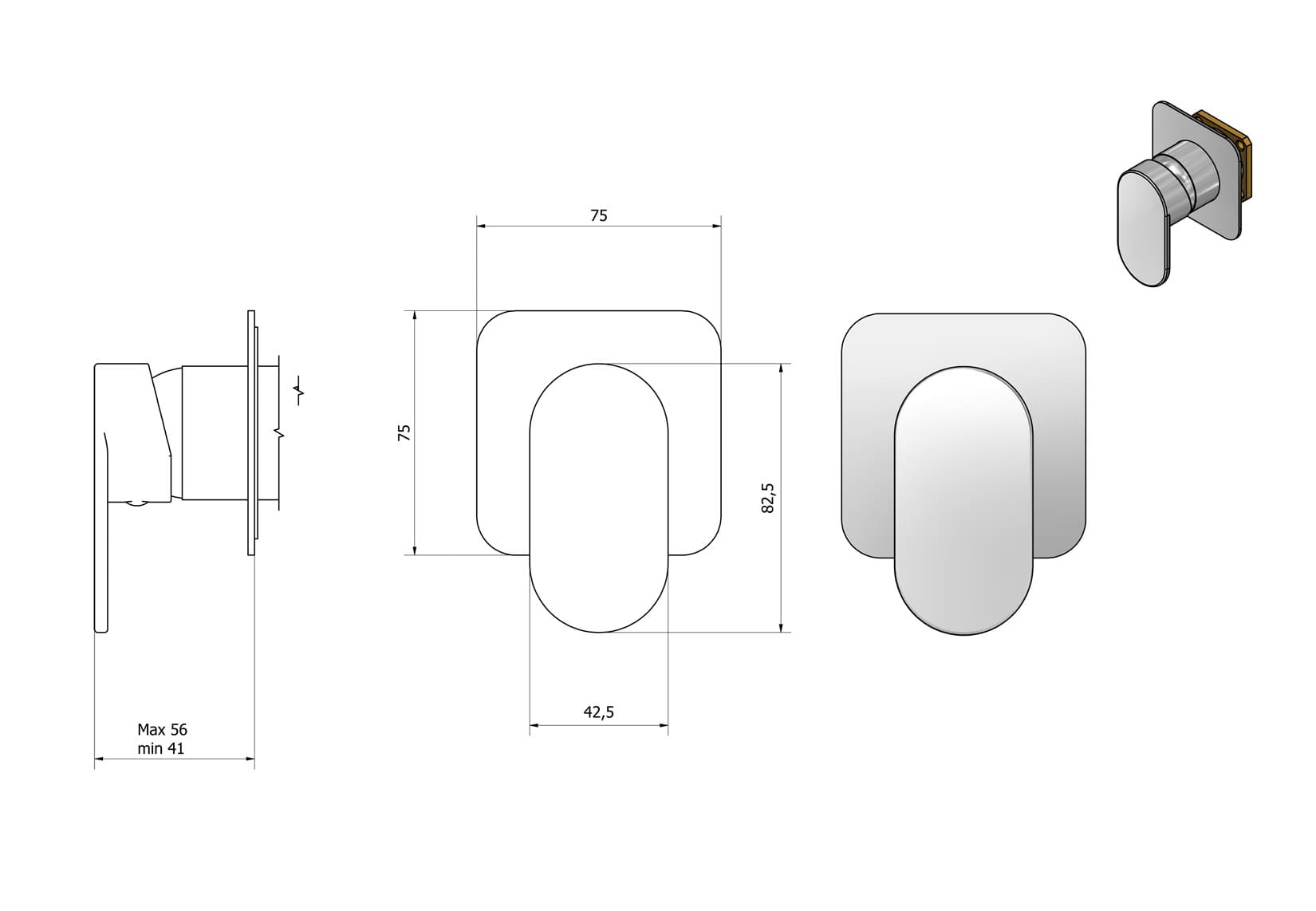 Miscelatore doccia incasso una via completo marca IB rubinetti modello K2 rubinetteria rubinetto ottone cromato bagno casa parete fontana finitura cromo rivenditore autorizzato campania arredamento garanzia 10 anni azienda certificata