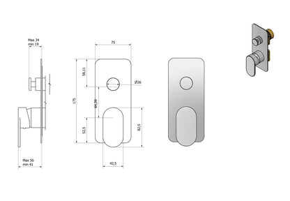 Miscelatore doccia incasso due vie completo marca IB rubinetti modello K2 rubinetteria rubinetto ottone cromato bagno casa parete fontana finitura cromo rivenditore autorizzato campania arredamento garanzia 10 anni azienda certificata