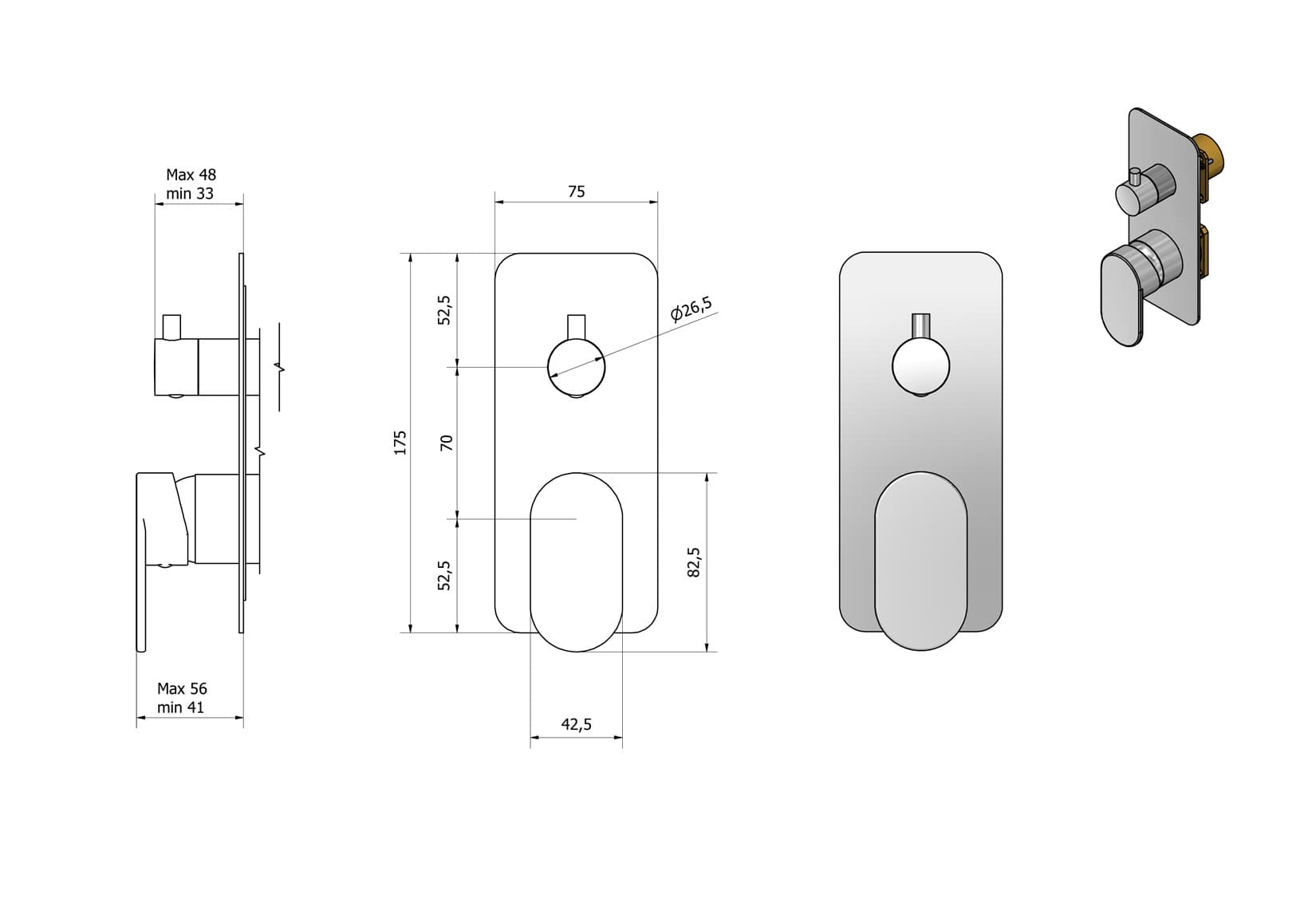 Miscelatore doccia incasso tre vie completo marca IB rubinetti modello K2 rubinetteria rubinetto ottone cromato bagno casa parete fontana finitura cromo rivenditore autorizzato campania arredamento garanzia 10 anni azienda certificata