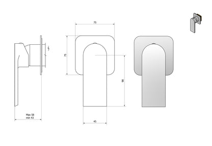 Miscelatore doccia incasso una via completo marca IB rubinetti modello K3 rubinetteria rubinetto ottone cromato bagno casa parete fontana finitura cromo rivenditore autorizzato campania arredamento garanzia 10 anni azienda certificata qualità