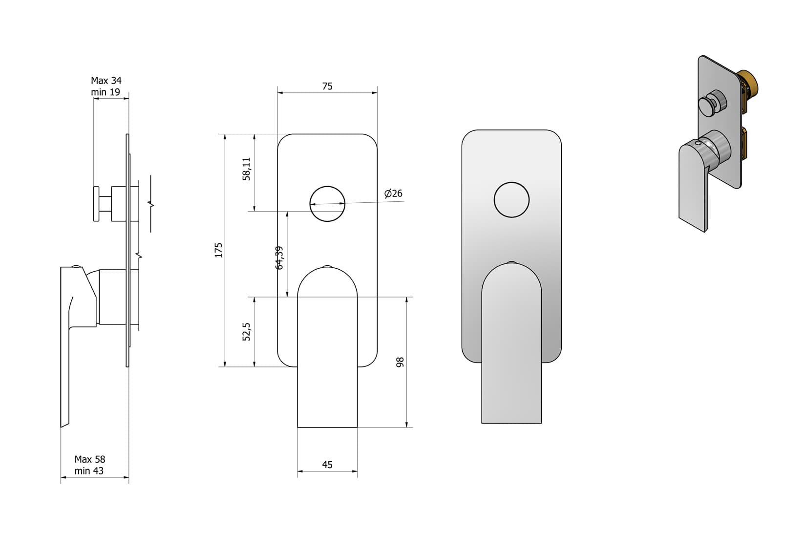Miscelatore doccia incasso due vie completo marca IB rubinetti modello K3 rubinetteria rubinetto ottone cromato bagno casa parete fontana finitura cromo rivenditore autorizzato campania arredamento garanzia 10 anni azienda certificata qualità