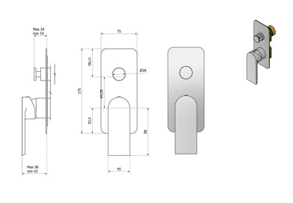 Miscelatore doccia incasso due vie completo marca IB rubinetti modello K3 rubinetteria rubinetto ottone cromato bagno casa parete fontana finitura cromo rivenditore autorizzato campania arredamento garanzia 10 anni azienda certificata qualità