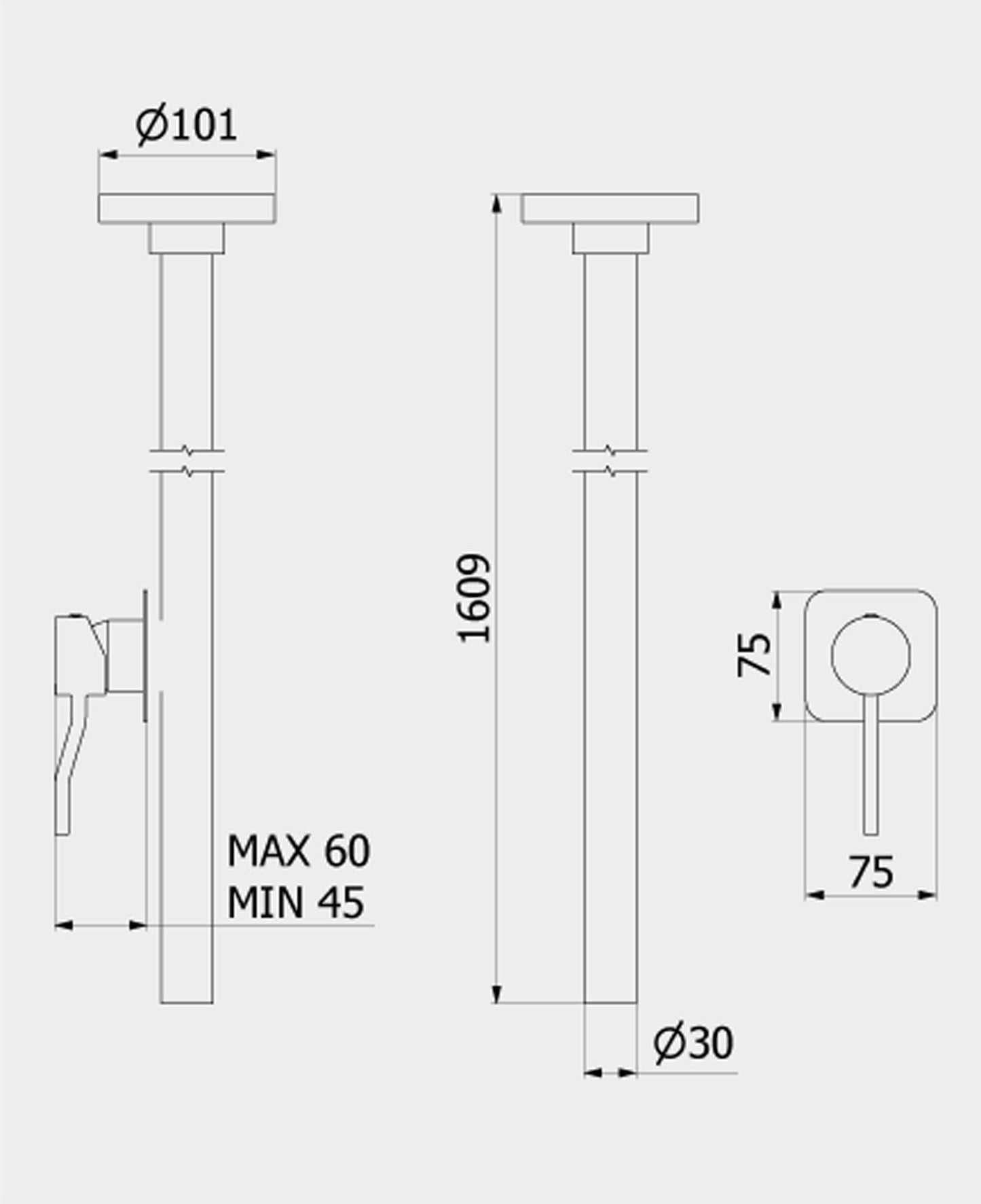 Miscelatore bocca da soffitto alimentata con comando remoto incluso marca IB rubinetti modello Kusasi rubinetteria rubinetto ottone cromato bagno fontana finitura cromo rivenditore autorizzato campania arredamento garanzia 10 anni azienda certificata