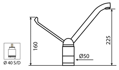 Miscelatore Lavello Lavatoio Canna Fusa Con Leva Clinica Duemmeggi Cucina Installazione Appoggio Monoforo 1 Foro 1 Leva Manopola Monocomando Stile Classico Materiale Ottone Finitura Cromata Made in Italy Garanzia 5 Anni