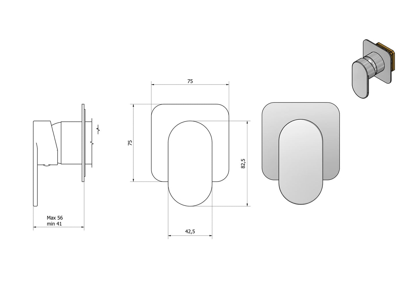 Miscelatore doccia incasso una via completo marca IB rubinetti modello LoveMe rubinetteria rubinetto ottone cromato bagno fontana finitura cromo rivenditore autorizzato campania arredamento garanzia 10 anni made in italy azienda certificata qualità