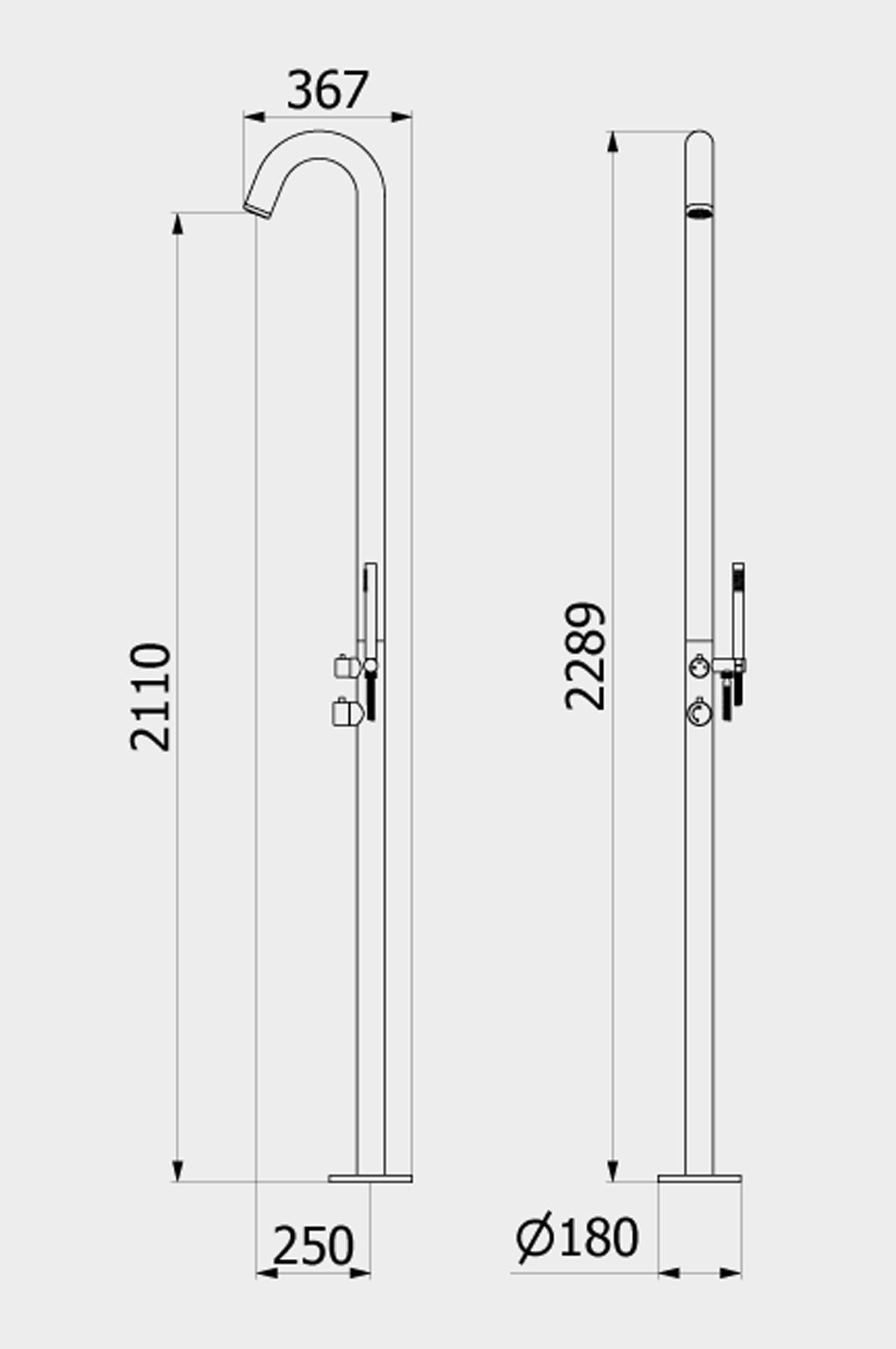 IB Rubinetti SHOWER COLUMNS Gruppo Colonna Doccia Attrezzata Multifunzione A Pavimento Da Terra Miscelatore Meccanico Materiale Acciaio Finitura Nickel Spazzolato Senza Idromassaggio Con Doccetta E Flessibile