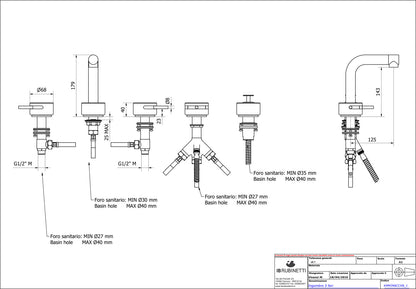 Batteria bordo vasca cinque fori marmo bianco Carrara marca IB rubinetti modello Marmo L rubinetteria rubinetto ottone cromato bagno fontana finitura cromo rivenditore autorizzato campania arredamento garanzia 10 anni made in italy azienda certificata