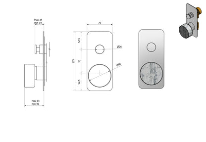 Miscelatore doccia incasso a due vie con marmo bianco Carrara marca IB rubinetti modello Marmo rubinetteria rubinetto ottone cromato bagno fontana finitura cromo rivenditore autorizzato campania arredamento qualità made in italy garanzia 10 anni azienda