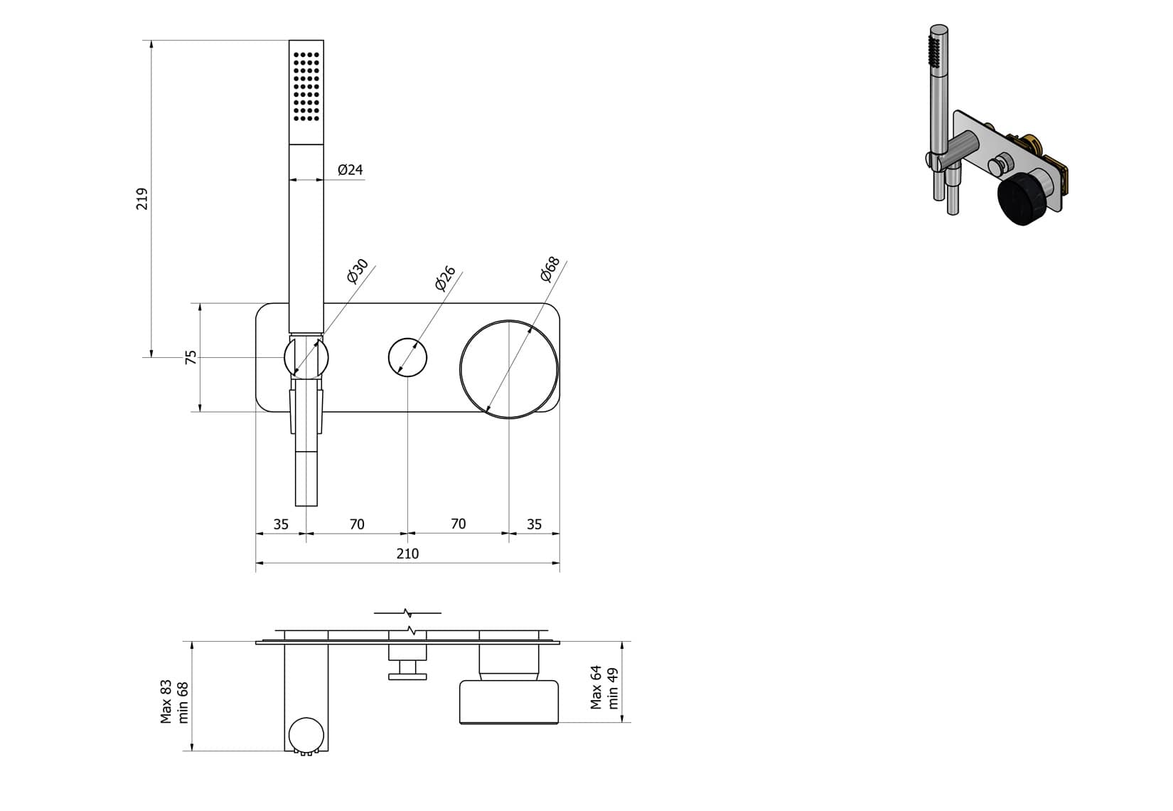 Miscelatore doccia incasso due vie con kit doccia integrato nella placca marmo nero Marquina marca IB rubinetti modello Marmo rubinetteria rubinetto ottone cromato bagno fontana finitura cromo rivenditore autorizzato campania arredamento qualità 
