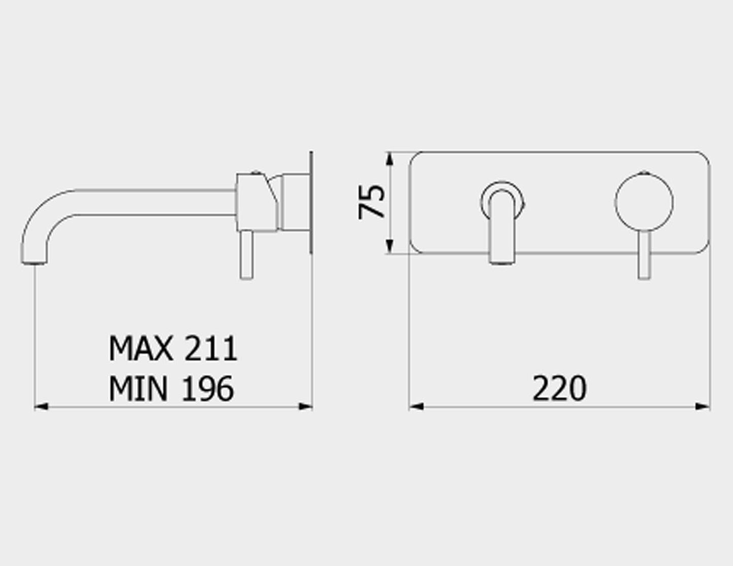 Miscelatore lavabo a parete completo di piletta di scarico click-clack marca IB rubinetti modello MilanoTorino rubinetteria rubinetto ottone cromato bagno fontana finitura cromo rivenditore autorizzato campania arredamento qualità garanzia 10 anni