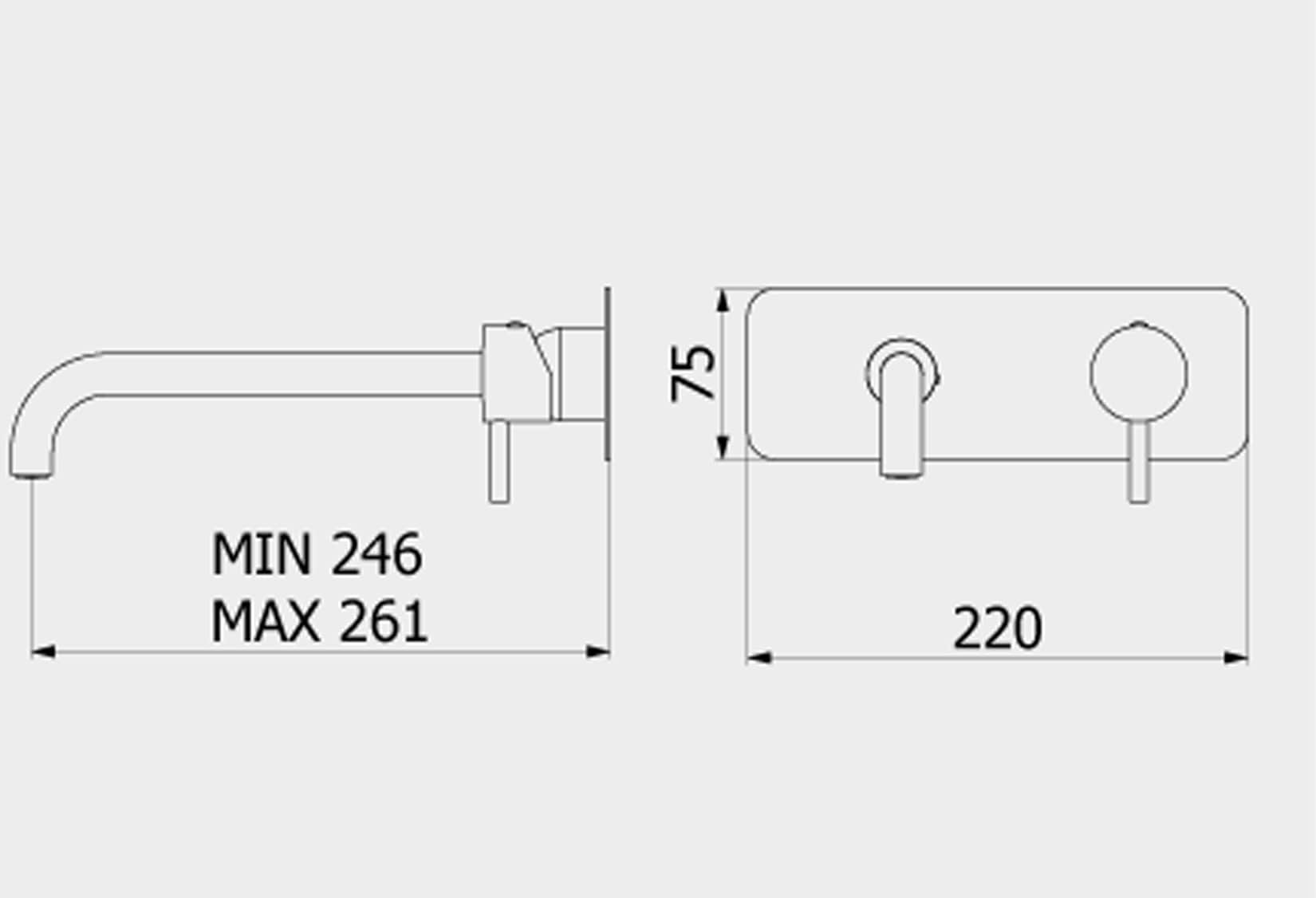 Miscelatore lavabo a parete con bocca lunga completo di piletta di scarico click-clack marca IB rubinetti modello MilanoTorino rubinetteria rubinetto ottone cromato bagno fontana finitura cromo rivenditore autorizzato campania arredamento qualità