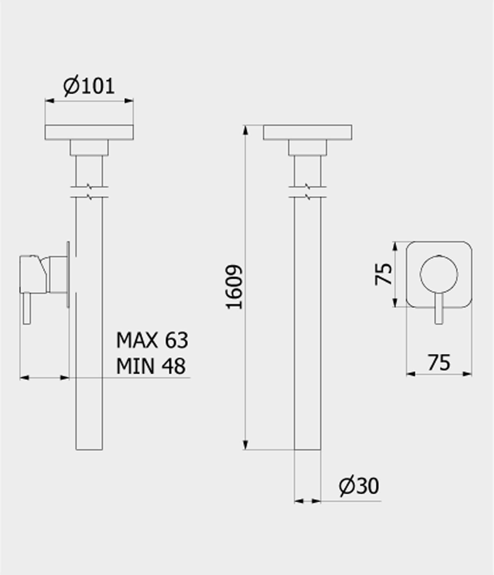 Miscelatore bocca da soffitto alimentata con comando remoto incluso marca IB rubinetti modello MilanoTorino rubinetteria rubinetto ottone cromato bagno fontana finitura cromo rivenditore autorizzato campania arredamento qualità made in italy azienda 