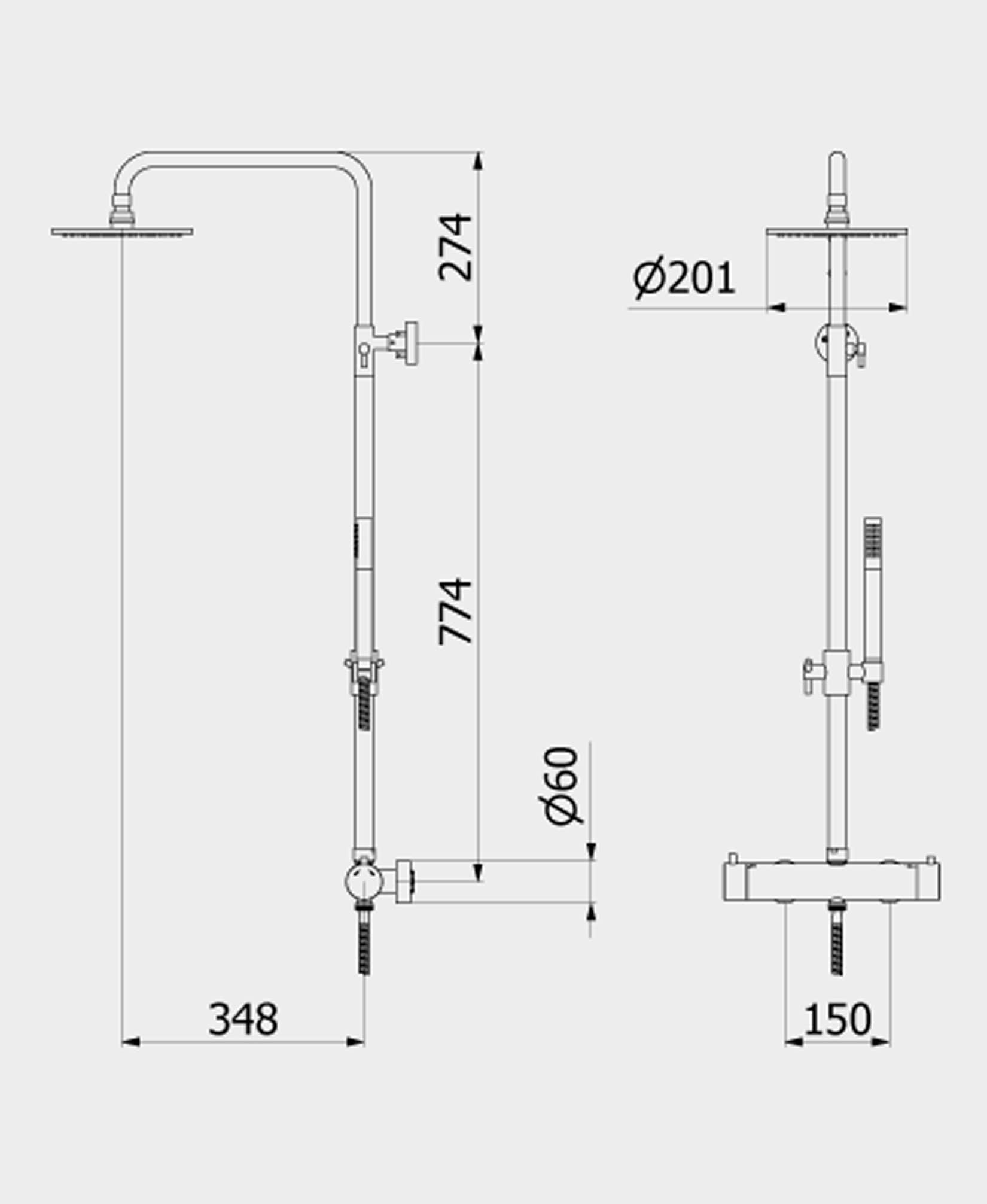 IB Rubinetti SHOWER COLUMNS Gruppo Colonna Doccia Milano Torino Attrezzata Multifunzione A Parete Frontale Miscelatore Termostatico Materiale Ottone Finitura Cromata Senza Indromassaggio Con Doccetta E Soffione Anticalcare