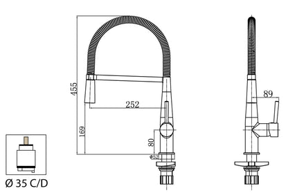 Miscelatore Lavello Lavatoio Monocomando 1 Leva Laterale Con Tubo Flessibile Molla E Doccia Doccetta Estraibile Duemmeggi Cucina New York Installazione Appoggio Stile Moderno Materiale Ottone Finitura Cromata Made in Italy Garanzia 5 Anni