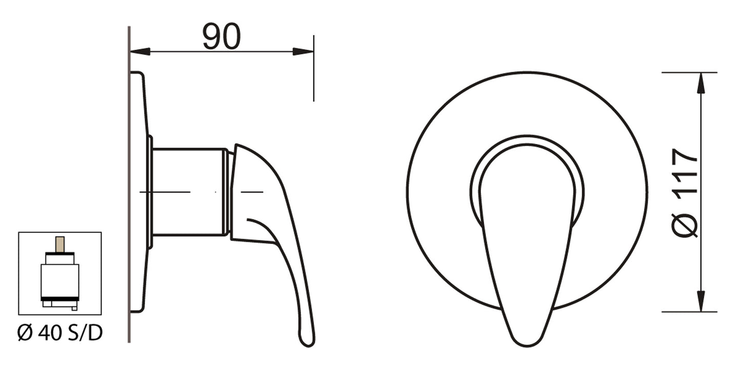 Miscelatore Incasso Doccia Duemmeggi Premiere Installazione Muro Parete 1 Via Meccanico 1 Leva Manopola Monocomando 1 Foro Monoforo Stile Classico Con Piastra Materiale Ottone Finitura Cromata Made in Italy Garanzia 5 Anni