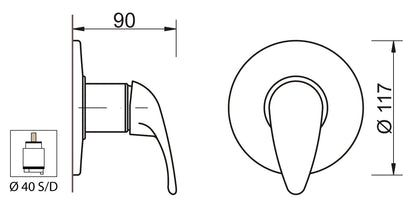 Miscelatore Incasso Doccia Duemmeggi Premiere Installazione Muro Parete 1 Via Meccanico 1 Leva Manopola Monocomando 1 Foro Monoforo Stile Classico Con Piastra Materiale Ottone Finitura Cromata Made in Italy Garanzia 5 Anni