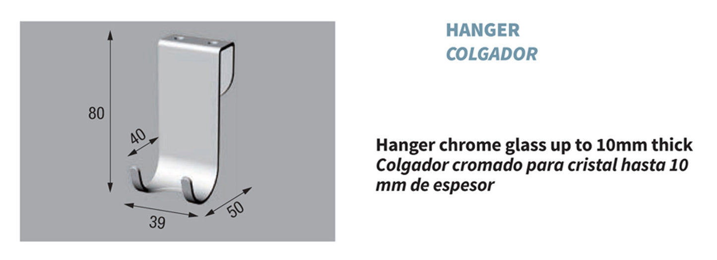 Novellini Appendino cromato per vetri fino a 10 mm di spessore Codice: R90APPEN0D Gancio Portasciugamani Portaccappatoio Porta Asciugamani Accappatoio Misura 39x50x80 mm
