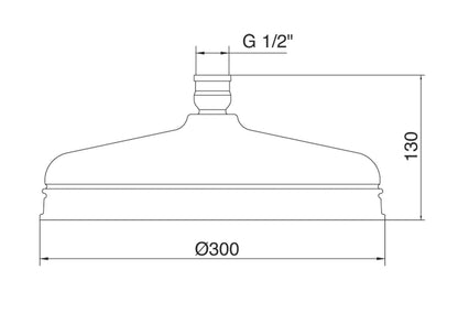 Rubinetterie Treemme 3M Retrò IT RTBR 123 CC Soffione Doccia Tondo In Metallo Anticalcare Diametro Ø 300 mm Stile Classico Finitura Cromata