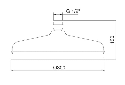 Rubinetterie Treemme 3M Retrò IT RTBR 123 CC Soffione Doccia Tondo In Metallo Anticalcare Diametro Ø 300 mm Stile Classico Finitura Cromata