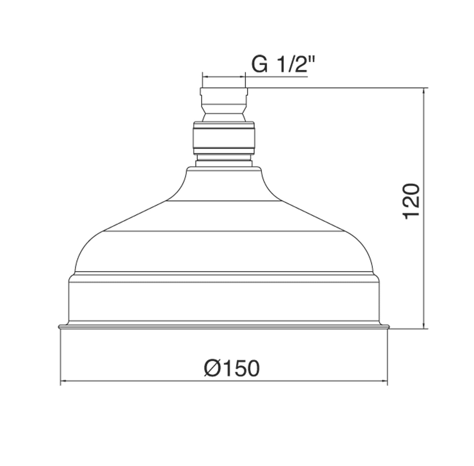 Rubinetterie Treemme 3M Retrò IT RTBR 124 CC Soffione Doccia Tondo In Metallo Anticalcare Diametro Ø 150 mm Stile Classico Finitura Cromata