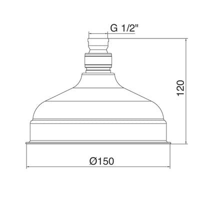 Rubinetterie Treemme 3M Retrò IT RTBR 124 CC Soffione Doccia Tondo In Metallo Anticalcare Diametro Ø 150 mm Stile Classico Finitura Cromata