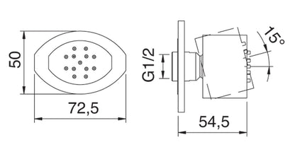Soffione Doccia Laterale A Parete Rubinetterie Treemme Hedo' Materiale Metallo Finitura Cromata