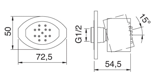 Soffione Doccia Laterale A Parete Rubinetterie Treemme Hedo' Materiale Metallo Finitura Cromata