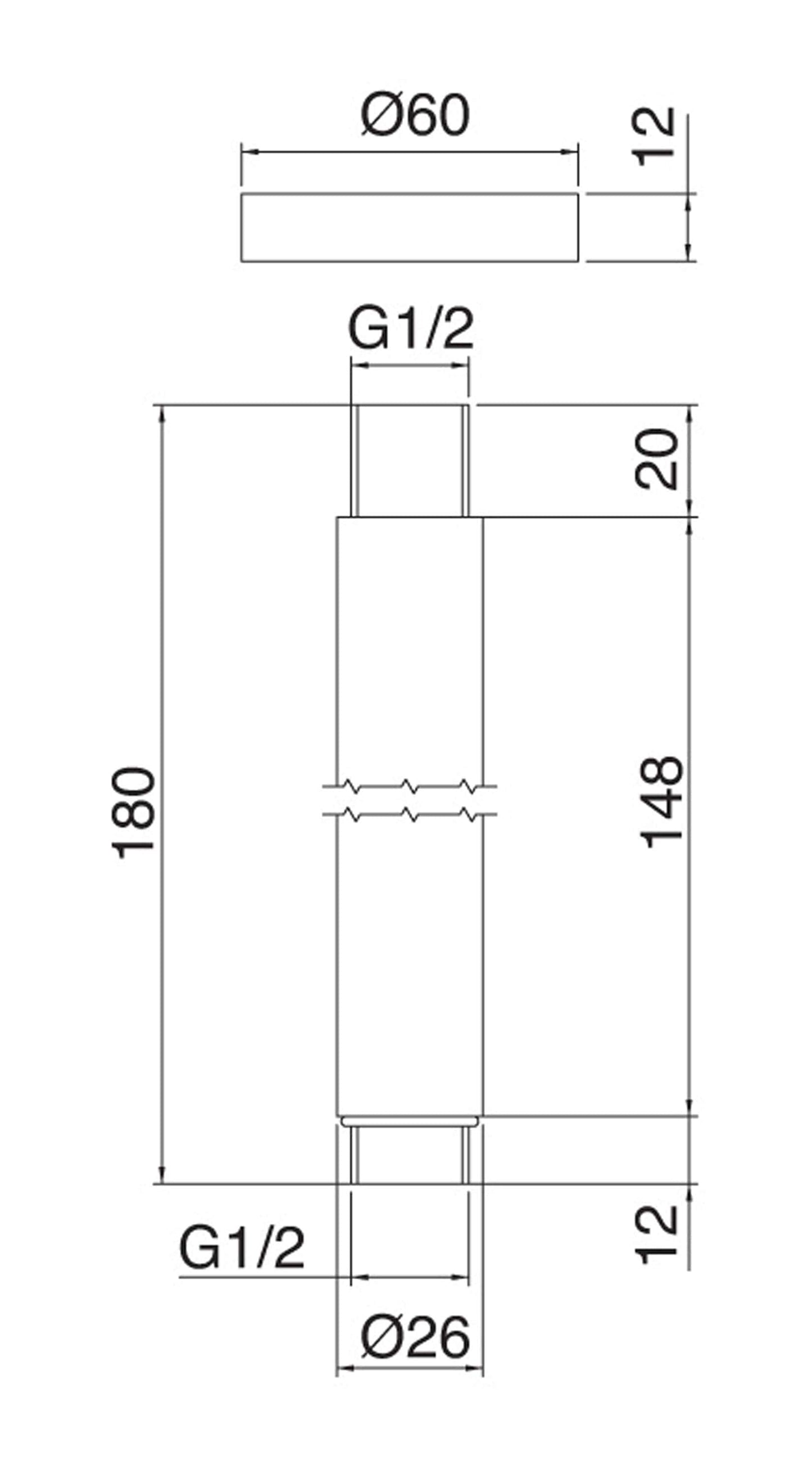 Rubinetterie Treemme SHOWERS & THERMOSTATICS Braccio Doccia Da Soffitto 148 mm Per Soffione Materiale Ottone Finitura Cromata