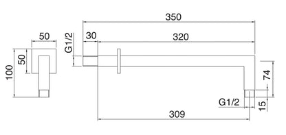 Rubinetterie Treemme SHOWERS & THERMOSTATICS Braccio Doccia A Parete 309 mm Per Soffione Materiale Ottone Finitura Cromata