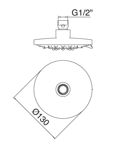 Rubinetterie Treemme SHOWERS & THERMOSTATICS Soffione Doccia 3 Getti Diametro Ø130 mm Materiale ABS Finitura Cromata