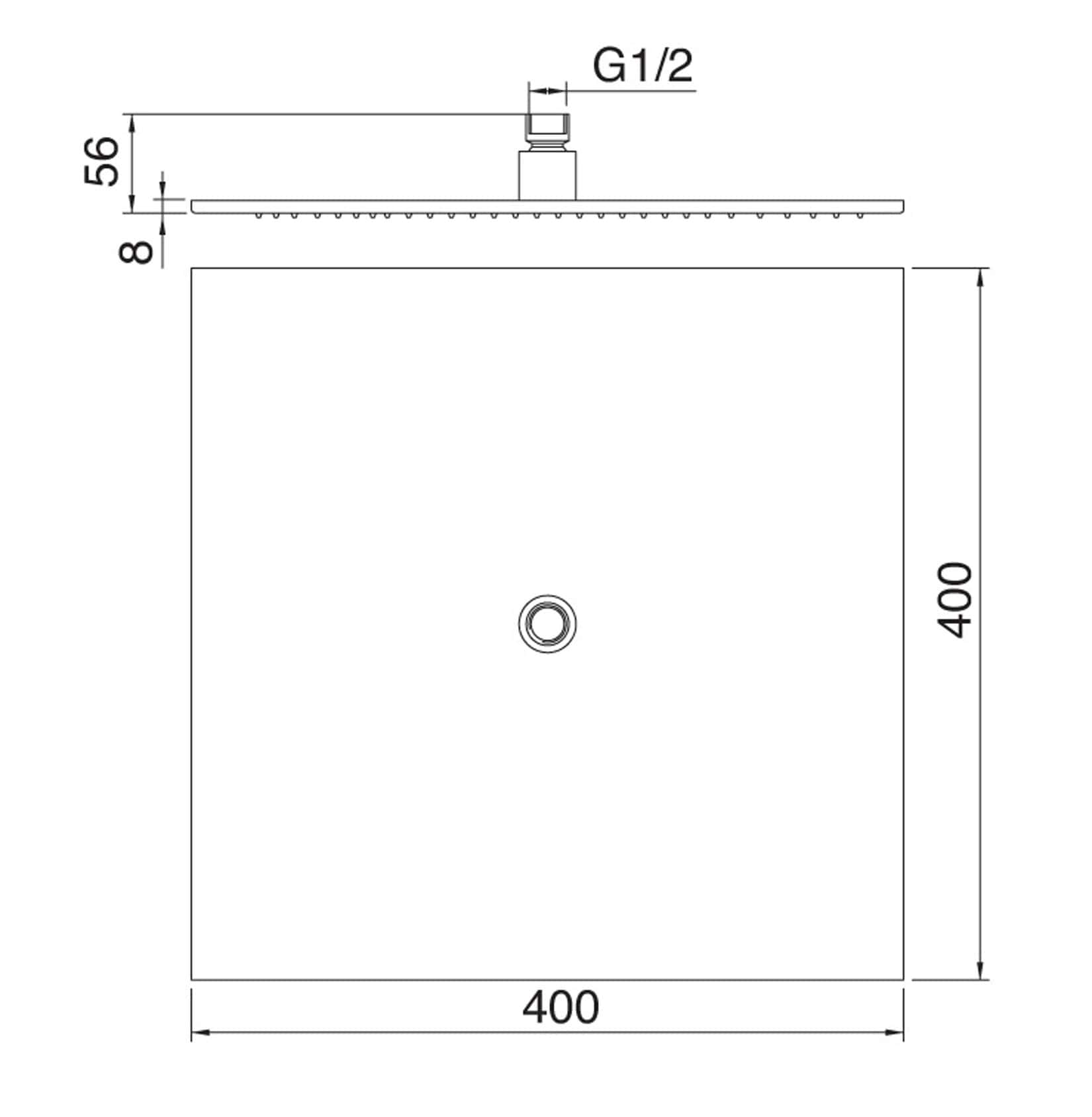 Rubinetterie Treemme SHOWERS & THERMOSTATICS Soffione Doccia Quadro 400x400 mm Installazione Soffitto Materiale Metallo Finitura Cromata 
