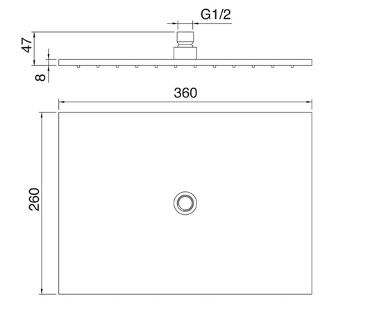 Rubinetterie Treemme SHOWERS & THERMOSTATICS Soffione Doccia Rettangolare 360x260 mm Materiale Metallo Finitura Cromata 