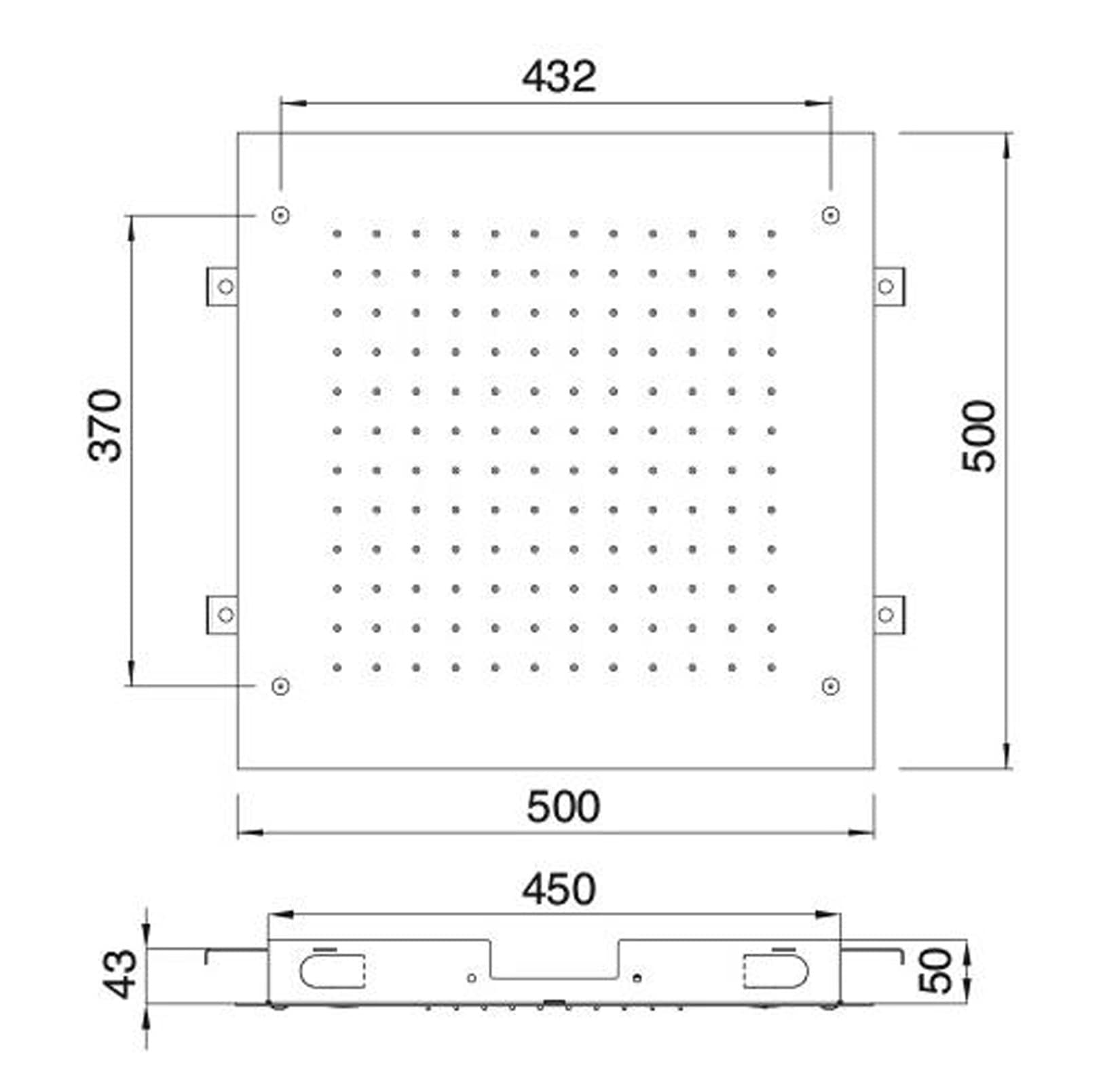 Rubinetterie Treemme SHOWERS & THERMOSTATICS Soffione Doccia A Soffitto Incasso Materiale Acciaio Inox Finitura Cromata Misura 500x500 mm