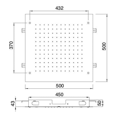 Rubinetterie Treemme SHOWERS Soffione Doccia Quadrato Soffitto Ad Incasso 500x500 Con Pioggia Stile Moderno Materiale Acciaio Finitura Acciaio Spazzolato Opaco Inox