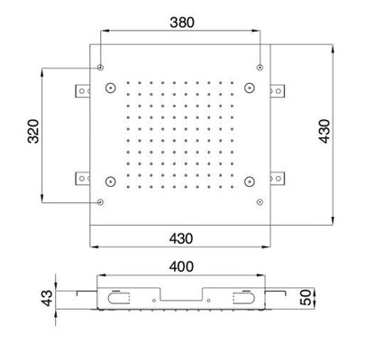Rubinetterie Treemme SHOWERS Soffione Doccia Quadrato Soffitto Ad Incasso 430x430 mm Con Pioggia E Nebulizzatori Stile Moderno Materiale Acciaio Finitura Acciaio Spazzolato Opaco Inox