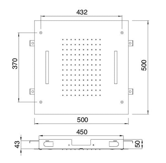 Rubinetterie Treemme SHOWERS & THERMOSTATICS Soffione Doccia A Soffitto Incasso Con Pioggia e Cromoterapia Misura 500x500 mm Materiale Acciaio Inox Finitura Cromata Incluso di Tastierino di Comando
