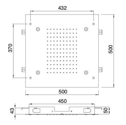 Rubinetterie Treemme SHOWERS Soffione Doccia Quadrato Soffitto Ad Incasso 500x500 Con Pioggia E Nebulizzatori Stile Moderno Materiale Acciaio Finitura Acciaio Spazzolato Opaco Inox