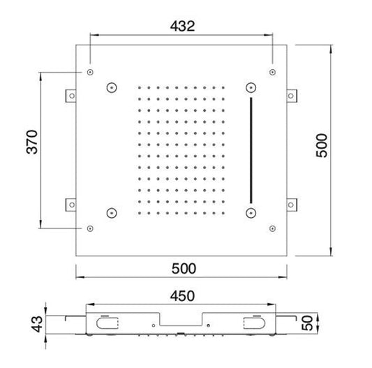 Rubinetterie Treemme SHOWERS & THERMOSTATICS Soffione Doccia A Soffitto Incasso Con Pioggia Cascata E Nebulizzatori Misura 500x500 mm Materiale Acciaio Inox Finitura Cromata