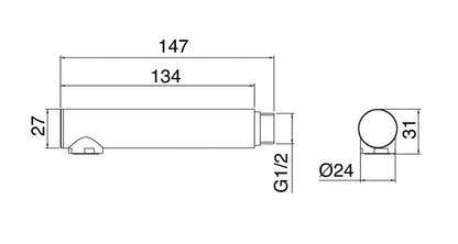 Rubinetterie Treemme 40mm IT RTDO 094 IS Doccetta A Mano Monogetto Anticalcare Tonda Stile Moderno Materiale Acciaio Finitura Acciaio Spazzolato Opaco Inox