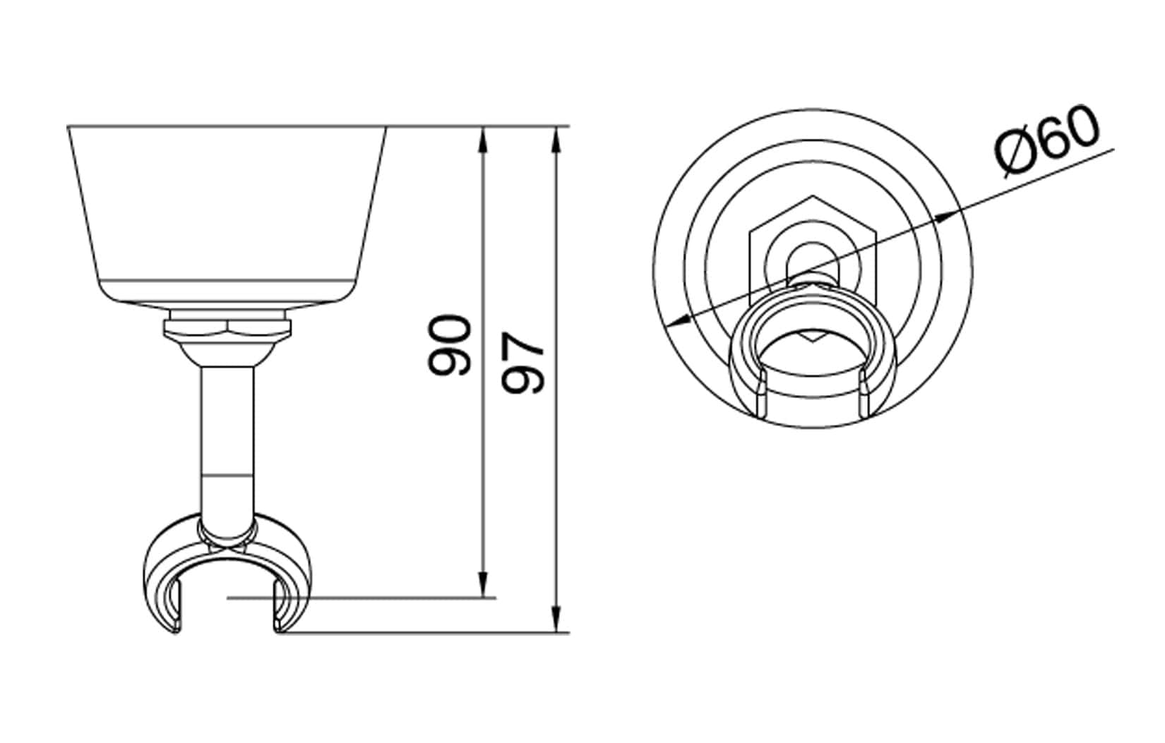 Rubinetterie Treemme 3M Retrò IT RTGA 101 CC Gancio Con Snodo A Muro Tondo per Doccetta Materiale Ottone Finitura Cromata