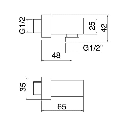 Rubinetterie Treemme SHOWERS & THERMOSTATICS Presa Acqua A Muro Quadra Materiale Ottone Finitura Cromata
