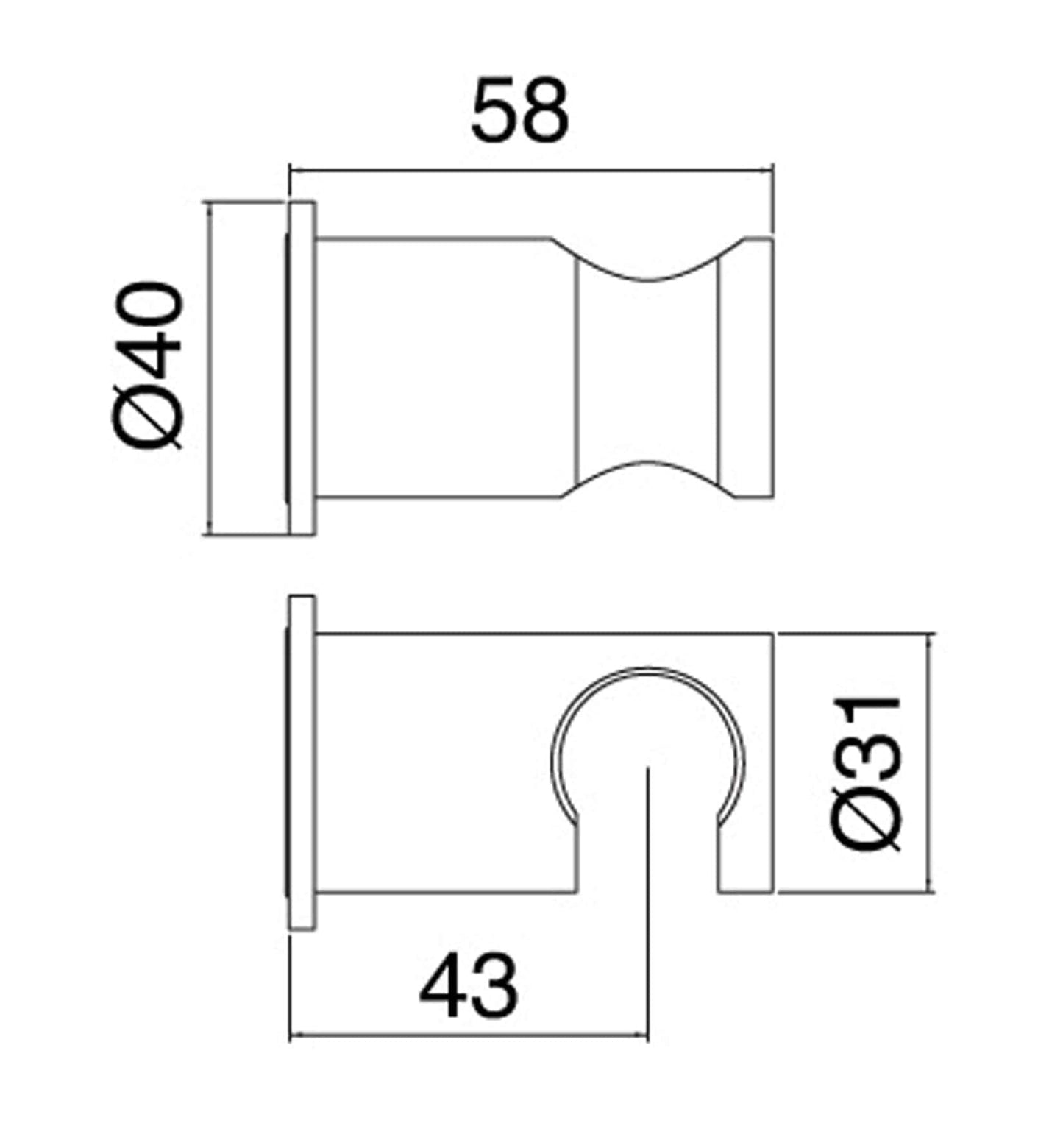 Rubinetterie Treemme SHOWERS & THERMOSTATICS Gancio Fisso Attacco A Muro Tondo per Doccette Materiale Ottone Finitura Cromata